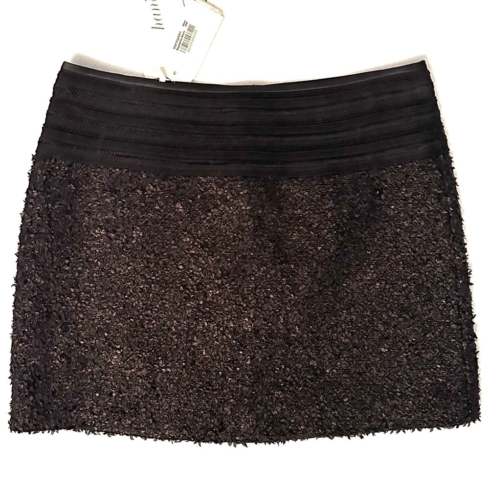 Hanii Y Korea Bronze Wool blend Textured Mini Skirt 4/6 NWT metallic sparkle